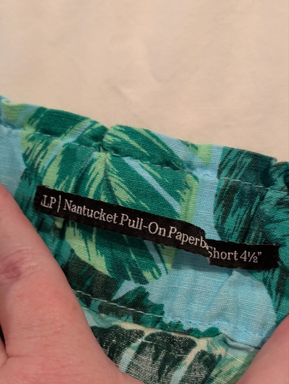 Talbots Tropical Leaf Print Elastic Waist Shorts - Teal Green - Picture 3 of 4
